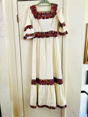 embroidered midi dress Embroidered Multicolor Floral Midi Dress